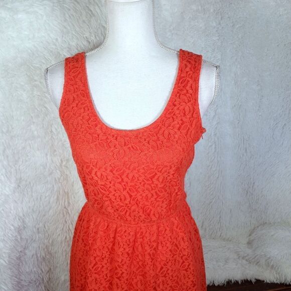 MOSSIMO ORANGE LACE OVERLAY DRESS SZ.L EUC - Picture 3 of 7